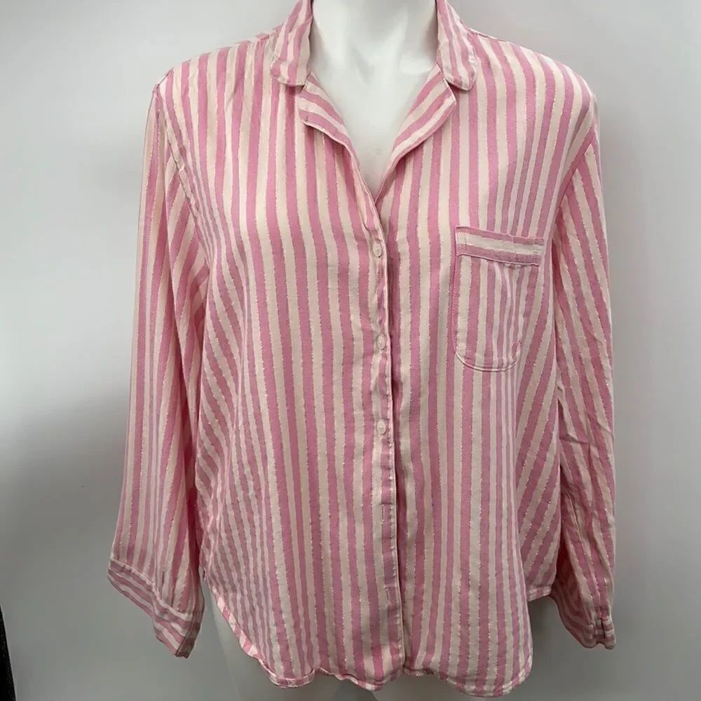 Victoria’s Secret long sleeve pink striped pajama top